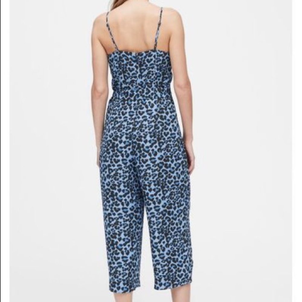 NWT BANANA REPUBLIC LEOPARD WIDE LEG CROPPED JUMPSUIT SIZE 4 - Picture 2 of 14